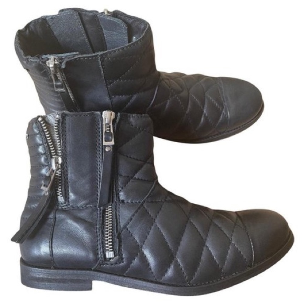Zadig & Voltaire Ankle Boots, Quilted Leather Presets, Biker, size 38